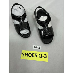 Girls New SAS Snake Skin Strappy Sling Back Sandals 4.5 M Black Open Toe